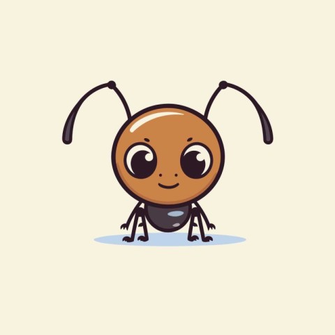 Cute cartoon ant. Vector illustration. Isolated on white backgro