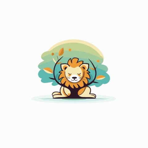 Lion logo template. Vector illustration of a cartoon wild animal