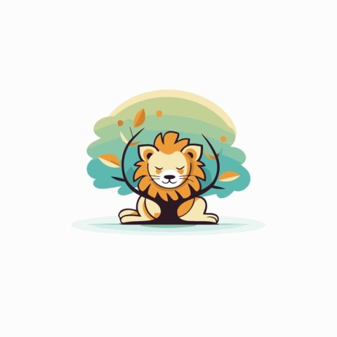 Lion logo template. Vector illustration of a cartoon wild animal