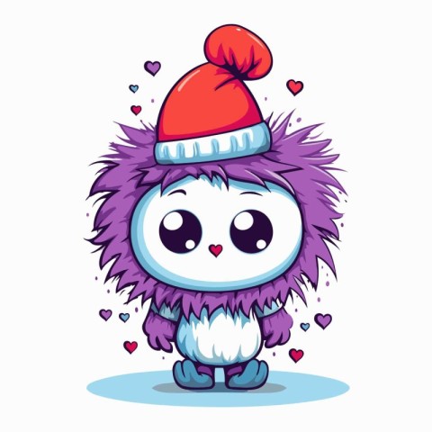 Cute cartoon hedgehog in a red cap. Vector illustration.