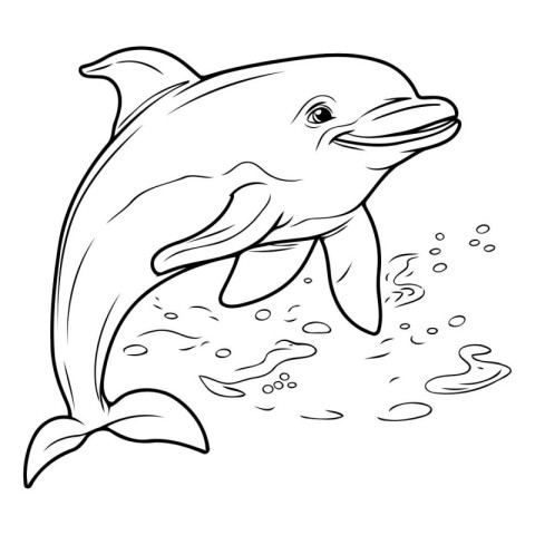 Dolphin jumping out of the water. Coloring book for children