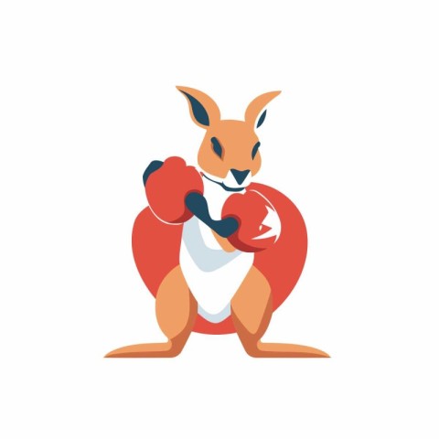 Cute kangaroo with red boxing gloves vector Illustration.