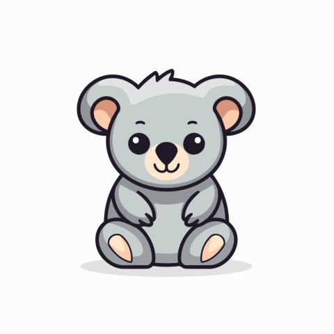 Cute koala cartoon character on white background. Vector illustr