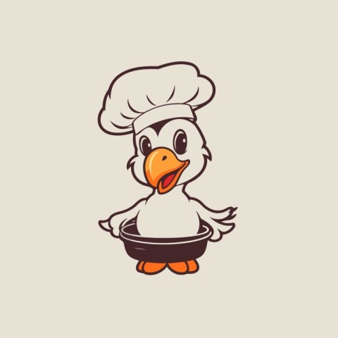 Vector illustration of a cute cartoon goose in a chef's hat.