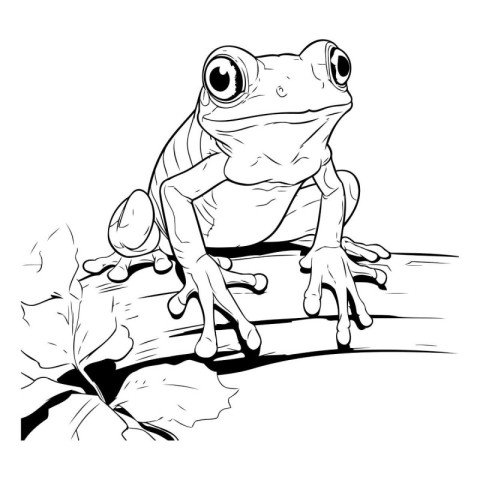 illustration of a cartoon frog on a branch. sketch for your desi