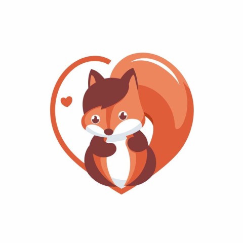 Cute fox in a heart. Vector illustration in cartoon style.