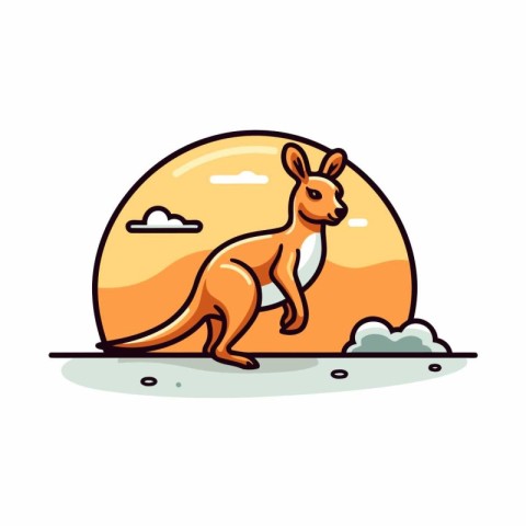 Kangaroo cartoon icon. Vector illustration of a kangaroo on the