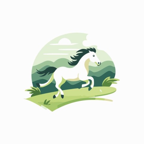 Horse logo template. Vector illustration of a horse running on t