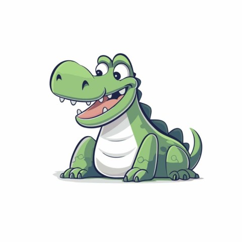 Cute cartoon crocodile isolated on white background. Vector illu