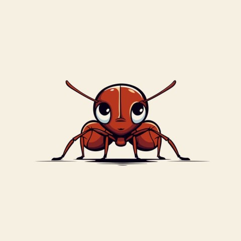 Cartoon ant. Vector illustration. Isolated on white background.