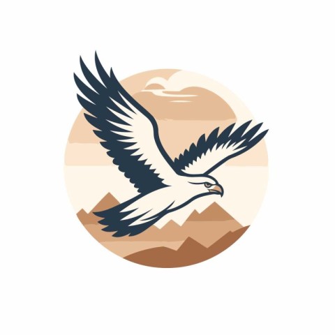 Eagle logo design template. Vector illustration of a bird in fli