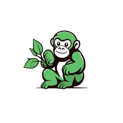 Monkey cartoon character vector illustration on white background