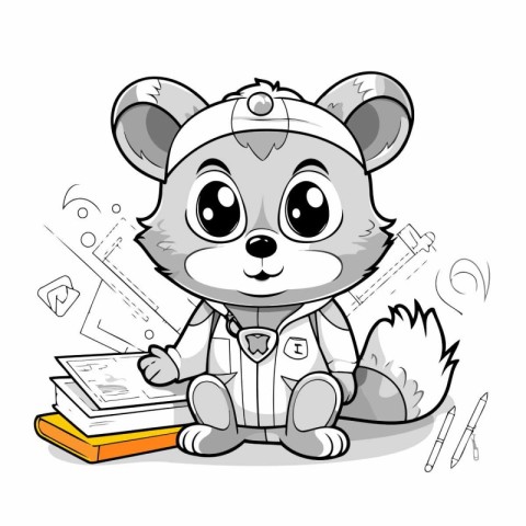 Vector illustration of Cute little baby raccoon in uniform with