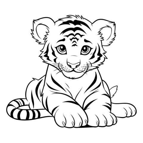 Black and White Tiger Cartoon Mascot Isolated on White Backgroun