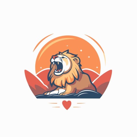 Lion logo template. Vector illustration of a lion mascot with he