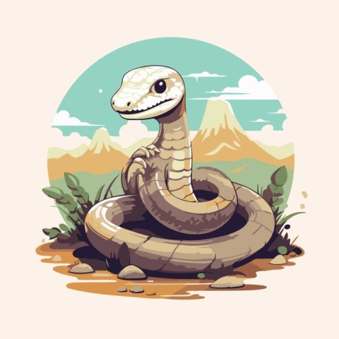 Snake in the desert. Vector illustration of snake in the desert.