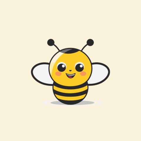 Cute cartoon bee character. Vector illustration isolated on whit