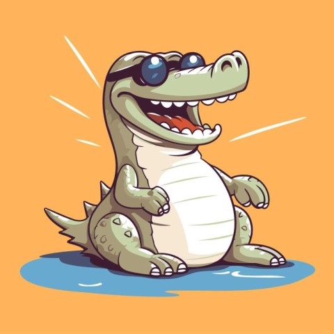 Crocodile vector illustration. Cute cartoon crocodile.