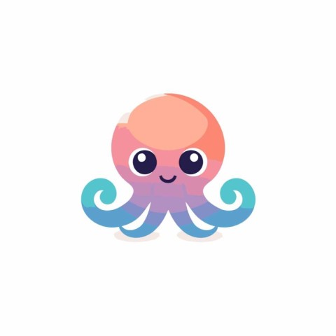 Cute cartoon octopus. Vector illustration. Isolated on white bac