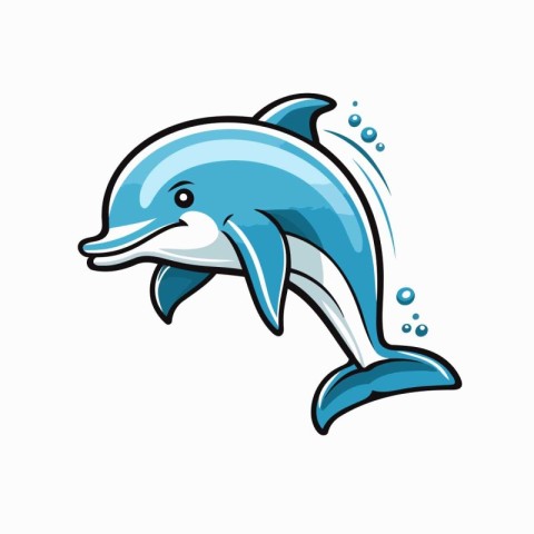 Cartoon dolphin icon. Vector illustration of a dolphin isolated