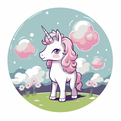 Cute unicorn cartoon icon vector illustration graphic design vec