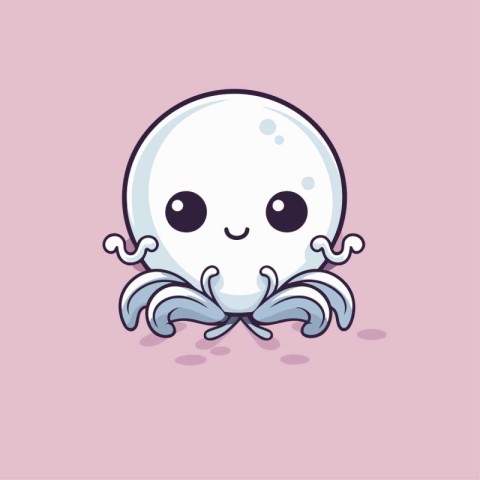 Cute cartoon octopus on a pink background. Vector illustration.