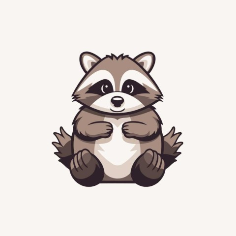 Raccoon vector illustration. Cute raccoon cartoon character.