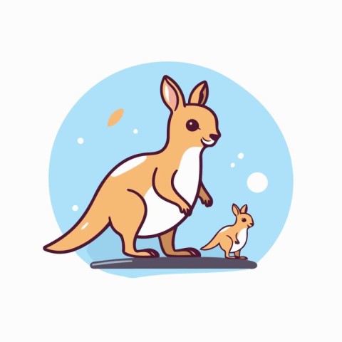 Cute kangaroo with a baby. Vector illustration in flat style