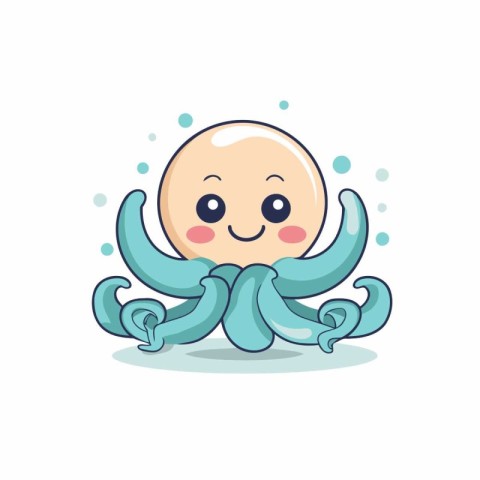 Cute cartoon octopus. Vector illustration isolated on white back