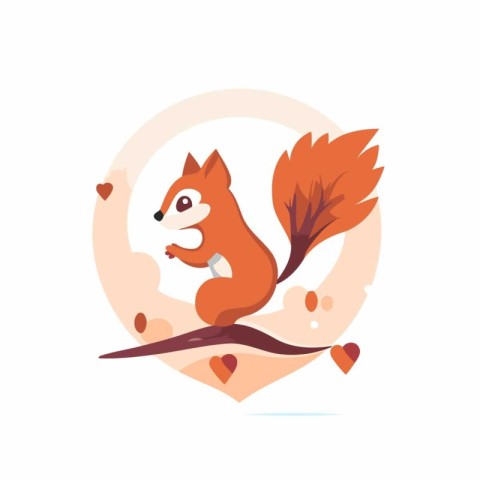 Cute squirrel vector illustration in flat style. Cute animal in