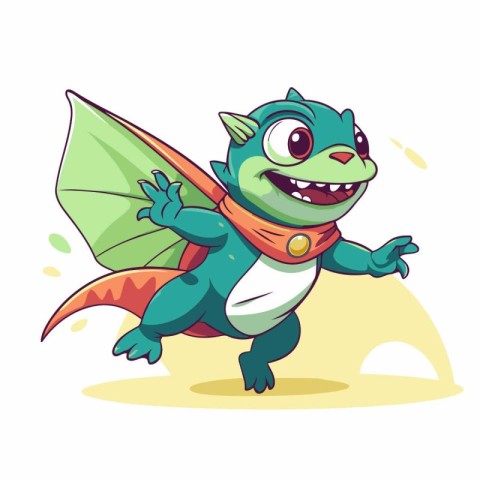 Cartoon dragon. Vector illustration of a funny dragon. Cute drag