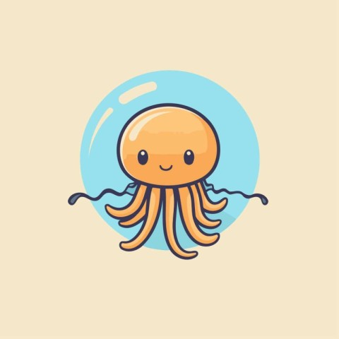 Cute cartoon octopus. Vector illustration in a flat style.