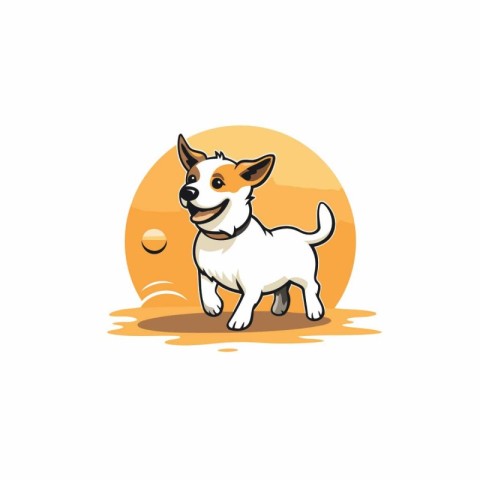 Jack Russell Terrier dog standing on the beach. Vector illustrat