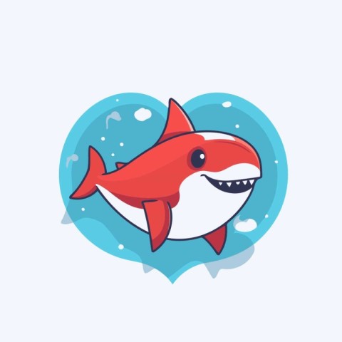 Cute cartoon shark character. Vector illustration in a flat styl