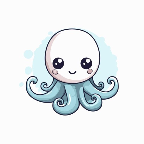 Cute cartoon octopus. Vector illustration isolated on white back