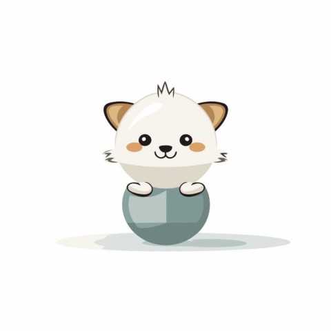 Cute little hamster sitting on egg. Vector cartoon character ill