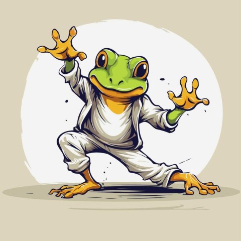 Frog in white shirt. Vector illustration of a cartoon frog.