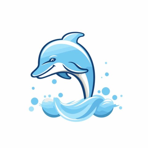 Dolphin logo template. Vector illustration of a dolphin in water