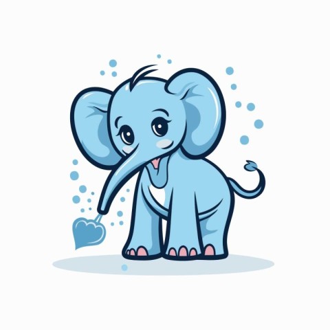 Cute Cartoon Elephant Vector Illustration. Cute Baby Animal Char