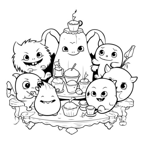 Black and White Cartoon Illustration of Cute Animal Characters G