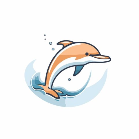 Dolphin jumping out of the water. Vector illustration in cartoon