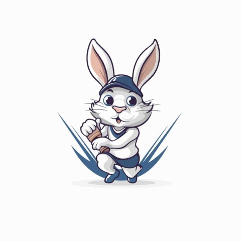 Rabbit running with baton isolated on white background. Vector i