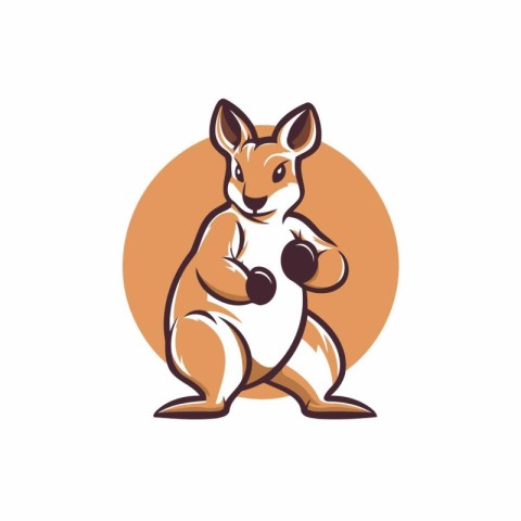 Kangaroo with dumbbells. Vector illustration for your design