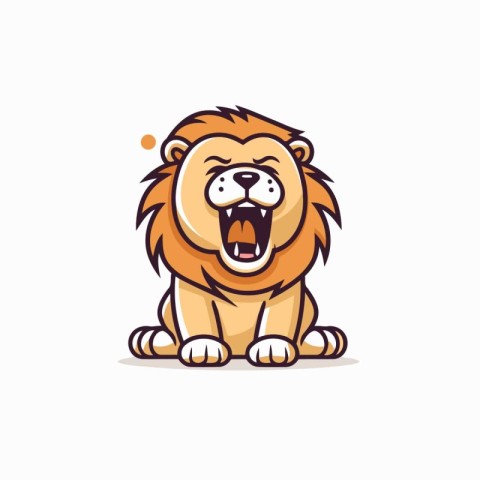 Lion. Vector cartoon illustration. Isolated on white background.