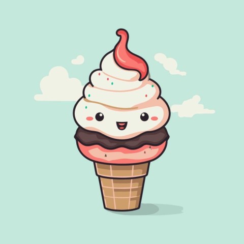 Cute ice cream character design. Cute ice cream vector illustrat