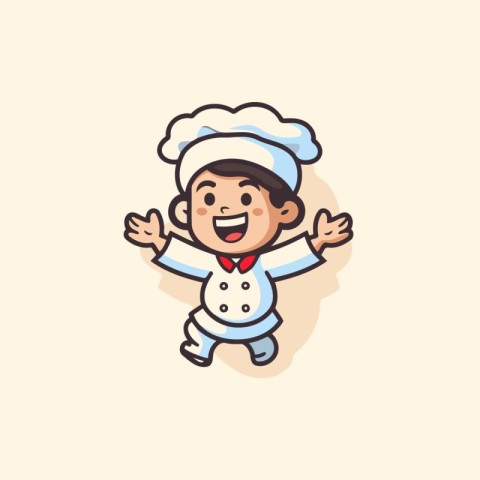 Chef boy cartoon character vector illustration. Cute chef boy ic