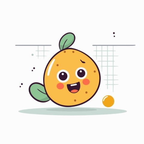 Cute kawaii tangerine fruit character. Vector illustration