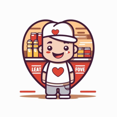 Cute boy in a cap and t-shirt. vector illustration