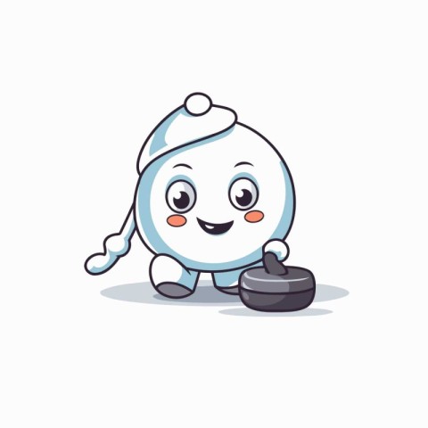 Cute Snowman Cartoon Mascot Character with a bowl of soup