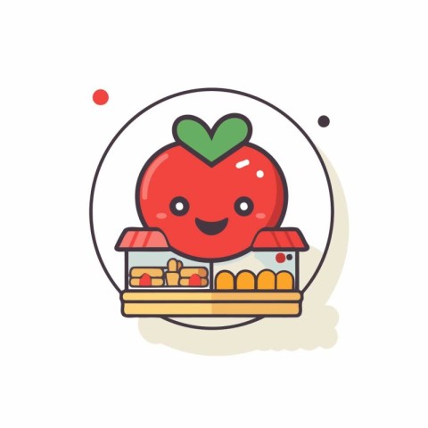 Cute kawaii tomato character. Vector illustration in flat style